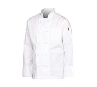 P-H Chef Jacket Long Sleeve Visible Button XS to 5XL Unisex Black and White (White, XXL)