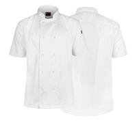 P-H Chef Jacket with Mesh Back Panel, Short Sleeve, White, Restaurant Uniform, XS-4XL (White, XXL_42)