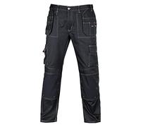 P-H Men’s Work Cargo Trousers with Multi Pockets & Knee Pads - Heavy Duty (UK, Waist 36, Inseam 33, Black)