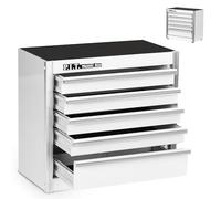 P.I.T. Mini White Tool Box, Portable 5-Drawer Micro Roll Cab Steel Stackable Tool Box with Liner, White Small Tool Case for Tools Storage and Organizers, Home DIY