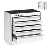 P.I.T. Mini White Tool Box, Portable 5-Drawer Micro Roll Cab Steel Stackable Tool Box with Liner, White Small Tool Case for Tools Storage and Organizers, Home DIY