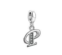 P Initial Sparkling Letter Charm fits Pandora Charms Bracelets Name Alphabet Christmas Birthday Jewellery Gift for Women Daughter Granddaughter Sister Friendship