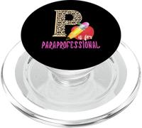 P Is For Paraprofessional Leopard Apple Pencil Paraeducator PopSockets PopGrip for MagSafe