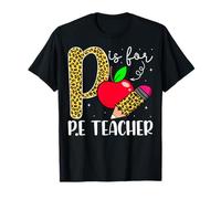 P is for PE Teacher Leopard Physical Education Instructors T-Shirt