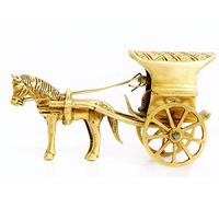 P.J.Handicrafts Brass Horse Cart Showpiece | Statue for Home Decor | Gift | Size - (L-5" x B-2.5" x H-3")