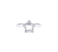Silver Round CZ Super Star Outline Encrusted Charm Ring - ARN185 Jewelco London White P