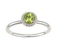 (P) Jewelco London 9ct White Gold Round 5pts Diamond Round 0.59ct Peridot Round Halo Cluster Ring - DR1AXL682WPD