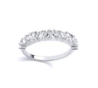 (P) Jewelco London Ladies Rhodium Plated Sterling Silver Trillion Baguette CZ Multi Shape Cluster Eternity Ring - GVR957