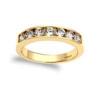 (P) Jewelco London Ladies Solid 9ct Yellow Gold White Round Brilliant Cubic Zirconia 7 Stone Eternity Ring 0.70cts - JRN540