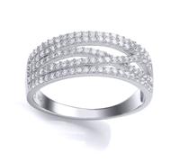 (P) Jewelco London Ladies Sterling Silver Cubic Zirconia Fancy Crossover Eternity Ring - GVR702