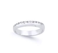 (P) Jewelco London Ladies Sterling Silver Cubic Zirconia Pave Knife Edge Eternity Ring - GVR624