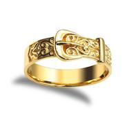 (P) Jewelco London Men's Solid 9ct Yellow Gold Single Buckle Ring - JRN021