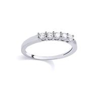 Jewelco London Women's Silver CZ 5 Stone Shared Claw Pave Half Eternity Ring | Size: P Jewelco London Silver P