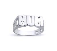 (P) Jewelco London Rhodium Plated Sterling Silver MUM Signet ID Ring 8mm - ARN024