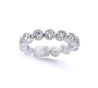 (P) Jewelco London Rhodium Sterling Silver CZ Flexible "Finger Bracelet" Eternity Ring 4.5mm - GVR632