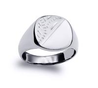 (P) Jewelco London Solid Rhodium-plated 925 Sterling Silver Diamond Cut Square Cushion Signet Ring - ARN120