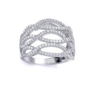 (P) Jewelco London Sterling Silver Cubic Zirconia Fancy Crossover Eternity Ring - GVR704