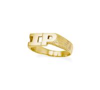 (P) Jewelco London Unisex Solid 9ct Yellow Gold Personalised Identity Barked Initial Ring - JIR014