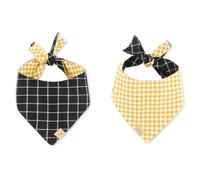 P.L.A.Y. Doggy Duo Reversible Gingham & Plaid Pet Bandana for Medium & Large Dogs - Fits Neck up to 20", Made from 100% Cotton Canvas, Easy Tie-on Style, Machine Washable (The Visionary)