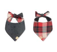 P.L.A.Y. Doggy Duo Reversible Red Plaid & Denim Pet Bandana for Medium & Large Dogs - Fits Neck up to 20", Made from 100% Cotton Canvas, Easy Tie-on Style, Machine Washable (The Adventurer)