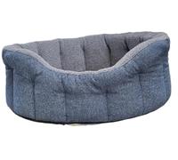 P&L Country Dog Beds Orkney Tweed Bolster Bed, Sherpa Fleece Lined, 4 Sizes (Blue, Medium)