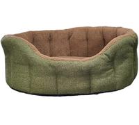 P&L Country Dog Beds Orkney Tweed Bolster Bed, Sherpa Fleece Lined, 4 Sizes (Green, Jumbo)