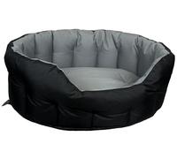 P&L Country Dog Heavy Duty Oval Drop Fronted Waterproof Softee Dog Beds (Black/Grey, L)