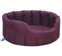 P&L Country Dog Heavy Duty Oval Drop Fronted Waterproof Softee Dog Beds (Red Wine, M)