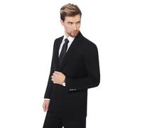 P&L Men's Black/Blue Modern Fit Two-Button Blazer Suit Separate Jacket - Black -