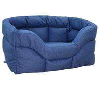 P & L Superior Pet Beds Country Dog Heavy Duty Rectangular Waterproof Navy Blue Softee Bed Jumbo Internal L88cm X W72cm H35cm / Base Cushion 8cm thickness