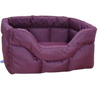 P & L Superior Pet Beds Country Dog Heavy Duty Rectangular Waterproof Red Wine Softee Bed Large Internal L75cm X W60 cm H27cm / Base Cushion 8cm thickness