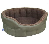 P&L Superior Pet Beds QUALITY COMFORT PRACTICALITY Premium Oval Bolster Style Heavy Duty Fleece Lined Machine Washable Dog Bed (Green/Mushroom, XL)
