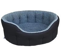 P&L Superior Pet Beds QUALITY COMFORT PRACTICALITY Premium Oval Bolster Style Heavy Duty Fleece Lined Machine Washable Dog Bed (Black/Silver, XL)