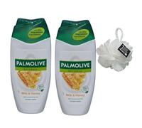 P@lmo live Natural Shower Cream Milk & Honey With Moisturiser,Twin Pack 250ml Each Bottle With Free Beauty BOdy Puff(Any Colour)