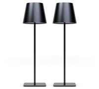 P-Maggia Cordless Table Top Lamp, 3 Color Stepless Dimming, 5000mAh Rechargeable Battery Operated Lamp,Outdoor Cordless Table Lights, for Dining Room, Living Room, Bedroom,Bar (Black Classic - 2)