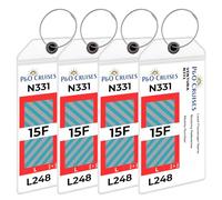 P&O Cruise Luggage Tag Holders [4 Pack] - Wide Tags - Waterproof, Durable with Steel Loops - Fits All P&O Cruise Ships for Cruising in 2025, 2026 and 2027 - Cruise Essentials