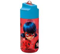 p:os 29337 Miraculous Children's Water Bottle with Integrated Straw, Approx. 430 ml Capacity, Leak-Proof, for School, Sports and Leisure