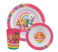 p:os 33564299 Paw Patrol Breakfast Set, 3-Piece Crockery Set with Plate, Bowl and Drinking Cup, Children's Tableware Made of Plastic, Dishwasher/Microwave Safe