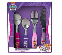 P:os 33792 PAW Patrol Cutlery Set for Children, 4-Piece with Knife, Fork, Spoon and Dessert Spoon, Rust-Proof Cutlery