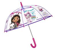 p:os 36906 Gabbys Dollhouse Umbrella for Children, Transparent, Windproof, Stick Umbrella with Manual Opening and Sturdy Fibreglass Frame, Diameter Approx. 84 cm, multicoloured