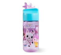 p:os Gabby's Dollhouse Children's Drinking Bottle, 430 ml, with Straw, Small Bottle, Perfect for Nursery, Playground or Home, for Girls, Purple