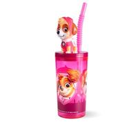 p:os Paw Patrol Children's Drinking Cup with Lid and Straw - 360 ml with Skye 3D Figure - BPA Free and Carbonated - Gift Idea Boy