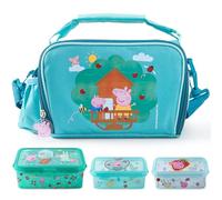 p:os 37380 Set of Cool Bag with Three Lunch Boxes, Green, Polypropylene Silicone Ethylene Vinyl Acetate Polyester