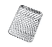 P&P CHEF 10.4 Inch Toaster Oven Pan with Rack Set, Stainless Steel Baking Pan Tray and Grid Cooling Rack for Cooking/Roasting, Dishwasher Safe & Easy to Clean, Non-toxic & Sturdy, (2Pcs)
