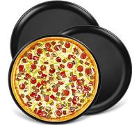 P&P CHEF 13½ Inch Pizza Pan Set, 3 Pack Nonstick Pizza Pans, Round Pizza Tray Bakeware for Oven Baking, Stainless Steel Core & Easy to Clean, Non Toxic & Durable, Black
