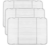 P&P CHEF Baking Cooling Rack Set of 3, Stainless Steel Cooking Roasting Drying Wire Racks, 16.6” x 11.6” Inches to Fit Half Sheet Pan, Non-toxic & Durable, Oven & Dishwasher Safe
