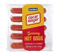 P P Oscar Mayer Hot Dog Gummy Candy 4.4 Oz! Fruit Flavored Gummies That Look Like Dog! Your Favorite Breakfast Treat Turned Fruity and Chewy Candy! Choose Flavor! (Hot Dog)