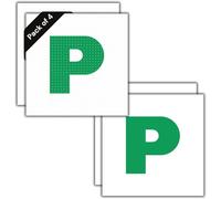 P Plate Stickers for New Driver | Micro-Perforated Tech: See-Through Inside, Bold Outside | Includes Both Micro-Perforated & Solid Vinyl Stickers | 7"x7" | C&J Goods (4 Pack)
