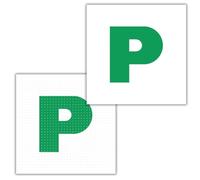 P Plate Stickers for New Driver | Micro-Perforated Tech: See-Through Inside, Bold Outside | Includes Both Micro-Perforated & Solid Vinyl Stickers | 7"x7" | C&J Goods (2 Pack)