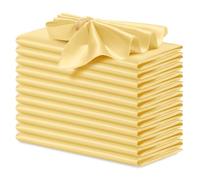 P Pothuiny 12 Pcs Silky Gold Satin Napkins 17 x 17 Inches, Square Smooth Wedding Dinner Napkins Satin Cloth Napkins Table Napkins for Banquet Party Restaurant Decor, Thanksgiving, Christmas